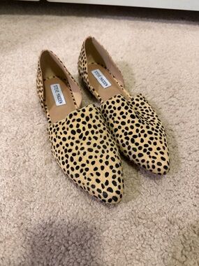 Steve Madden Leopard-Print Pointed D'Orsay Flats - Tan & Black
